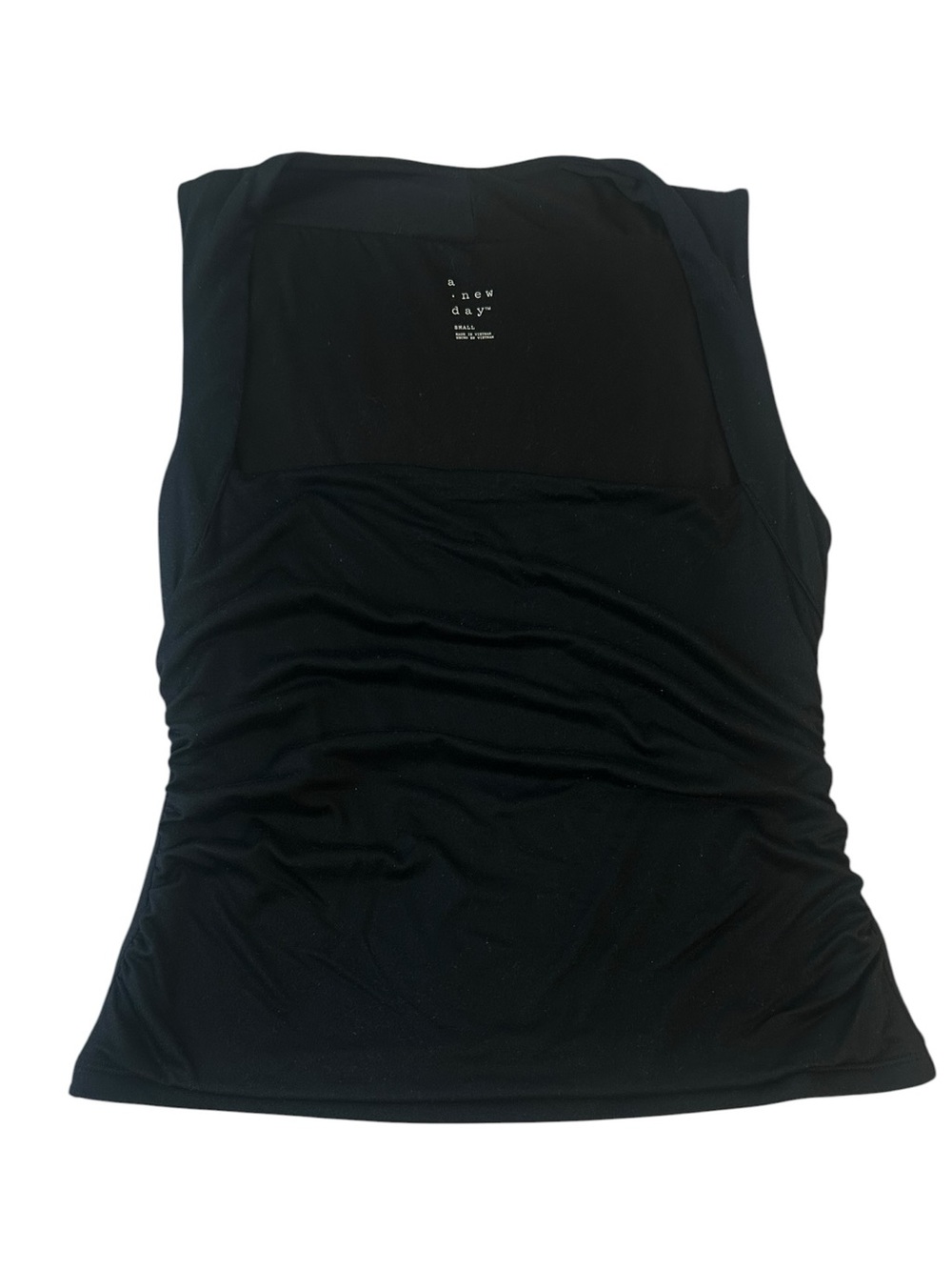 A New Day Square Neck Ruched Tank Top Size S Black